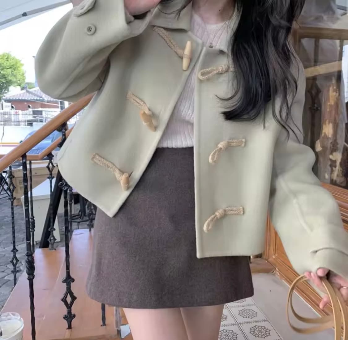 떡볶이 코트 숏 자켓 민트색 상품이미지2