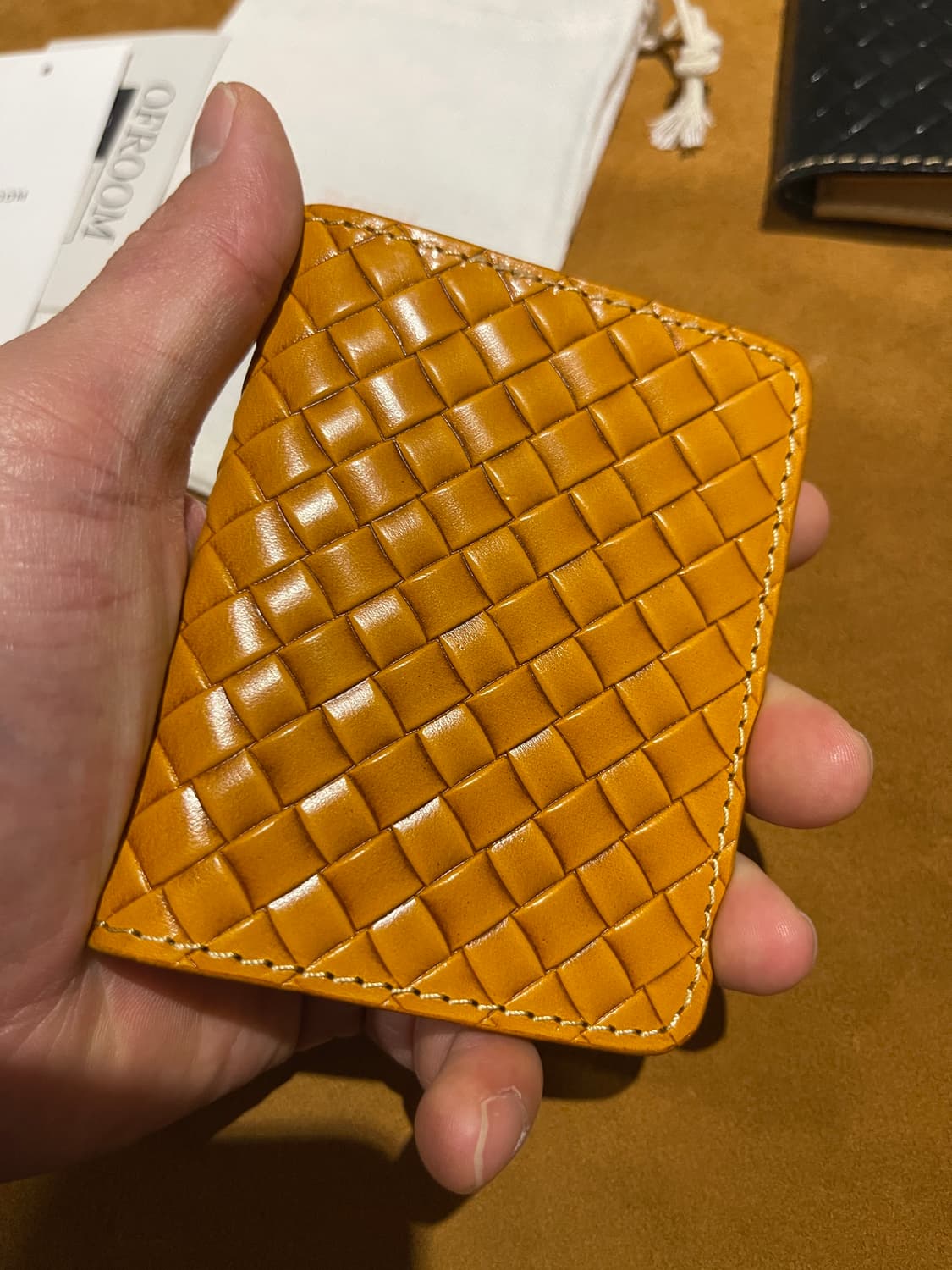 소가죽 위빙 반지갑 브라운  상품이미지1