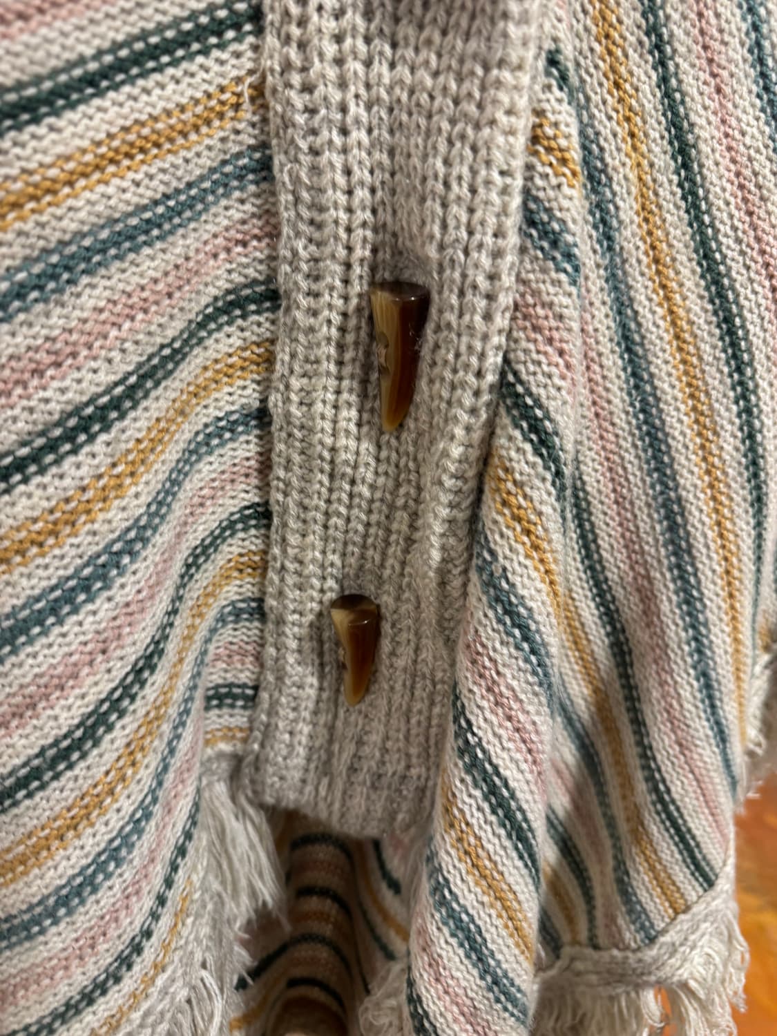 빈티지 멀티 컬러 스트라이프 니트 판초 상품이미지7