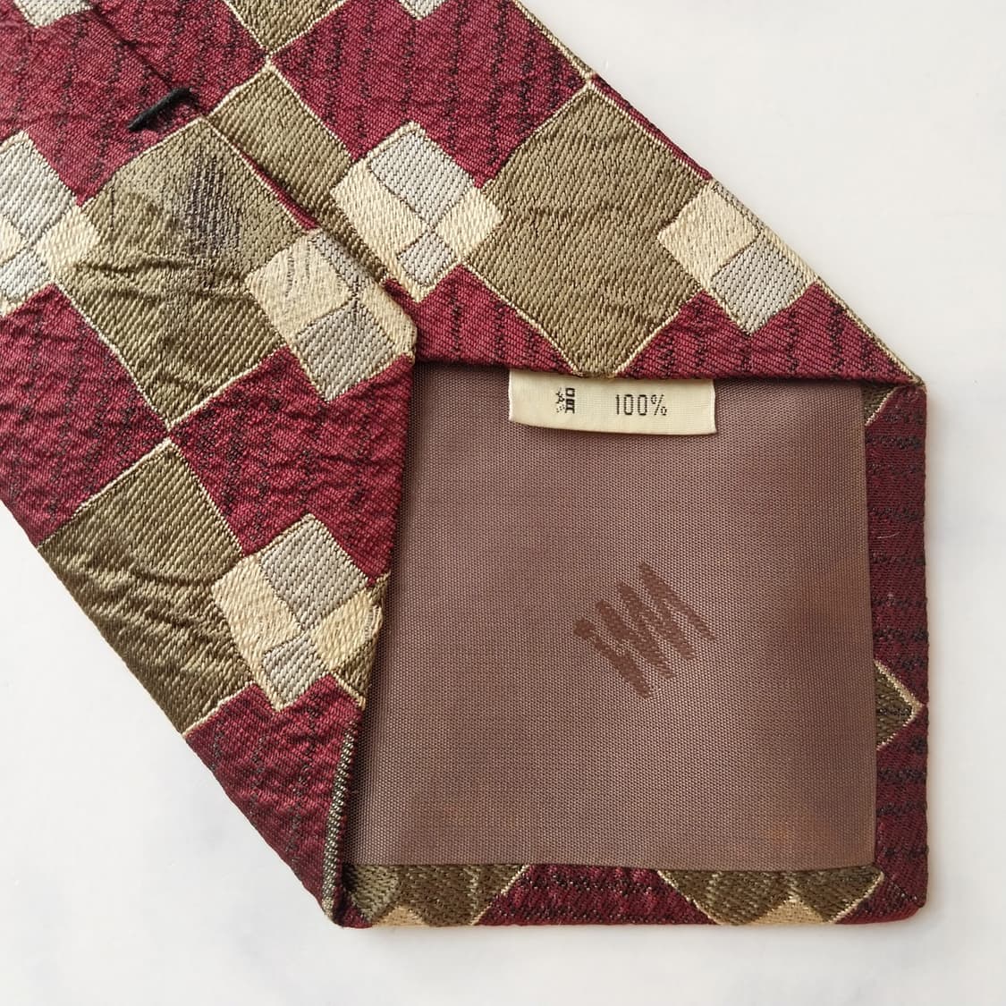 이세이 미야케 실크 브라운 기하 넥타이 9.1cm A+~A등급 K1911 상품이미지7