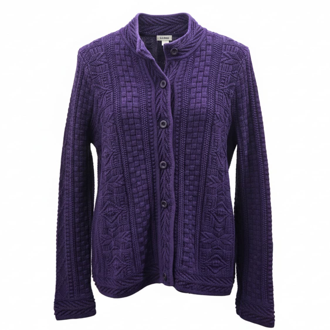 엘엘빈 L.L.Bean 크루넥 코튼 패턴 니트 가디건 1804 상품이미지1