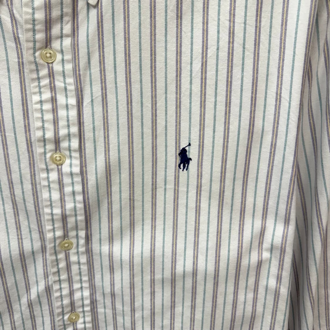 폴로 랄프로렌 스트라이프 긴팔 셔츠 네이비 포니 로고 포인트 화이트 상품이미지5