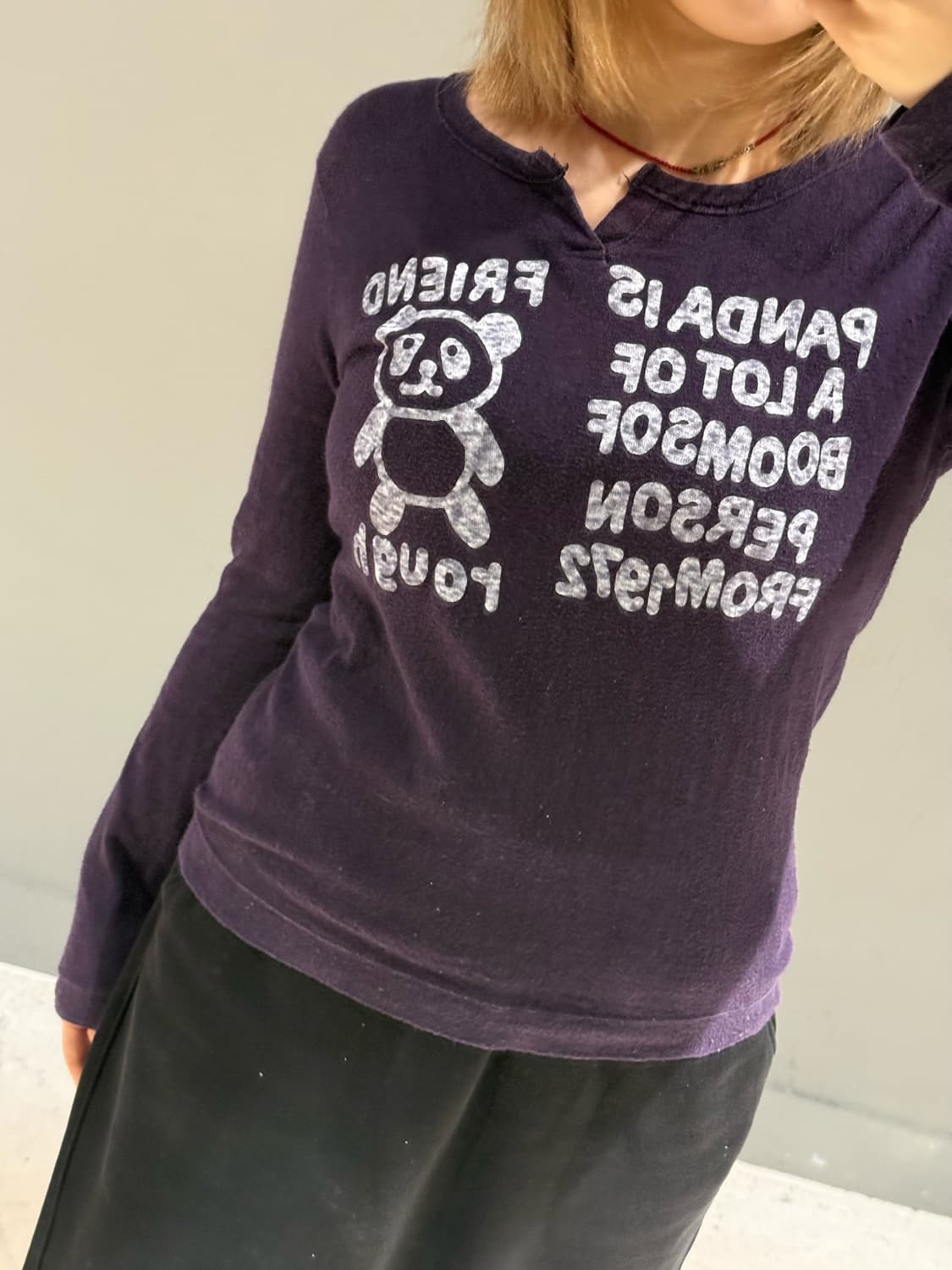 kawaii printing neck slit long sleeve 상품이미지2