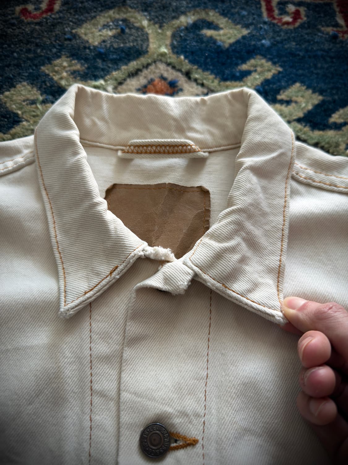 90s USA 리바이스 70507-0251 화이트 코튼 트윌 트러커 자켓 상품이미지7