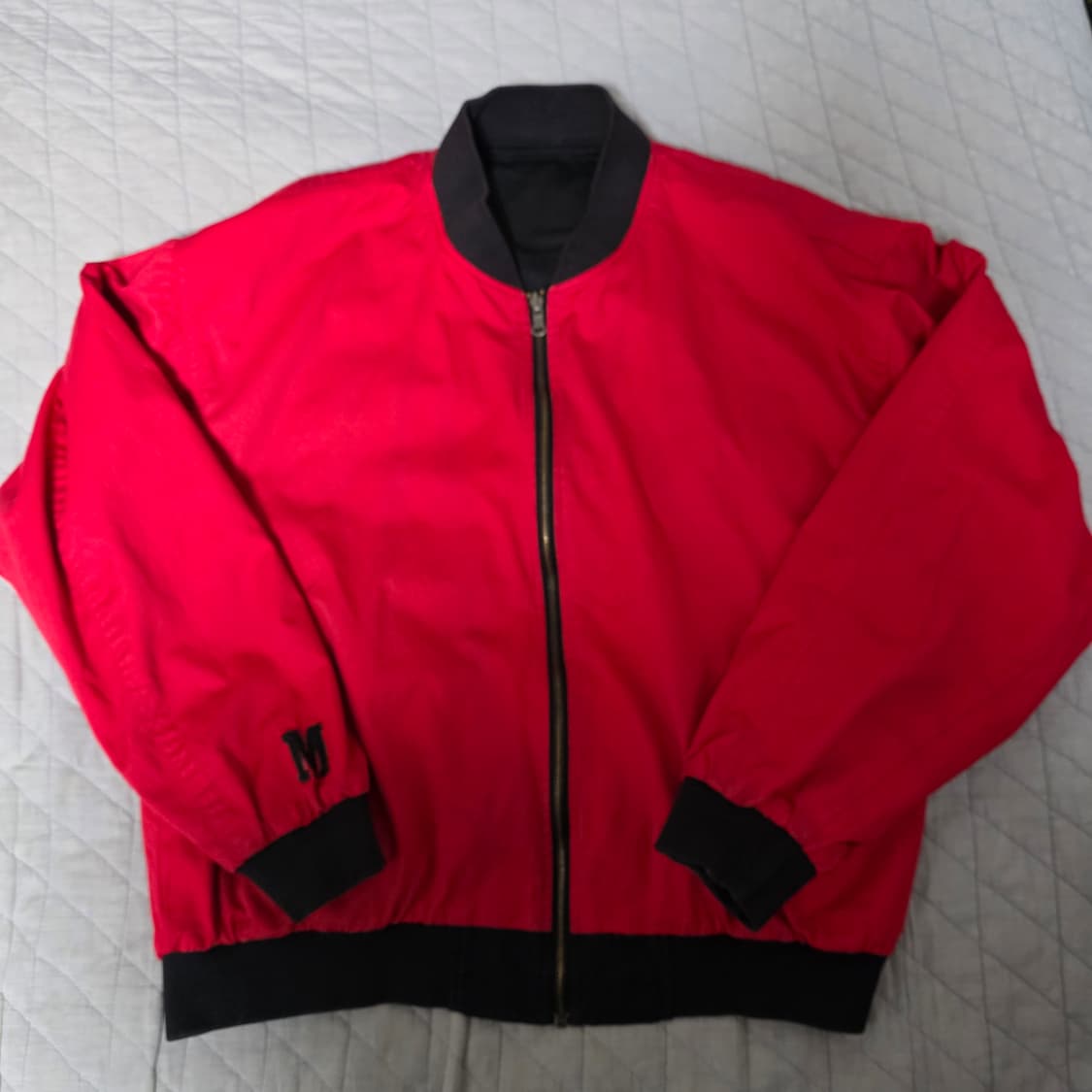 [XL] 90s 빈티지 말보로 리버시블 봄버 자켓 블랙/레드 페인팅 상품이미지7