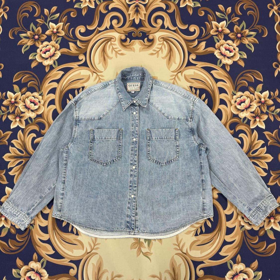 (S)게스 GUESS 투포켓 오버핏 데님셔츠 상품이미지1