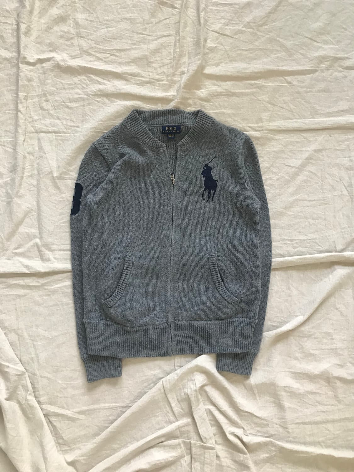 폴로 랄프로렌 빅 포니 로고 그레이 니트집업 대장급 상품이미지5