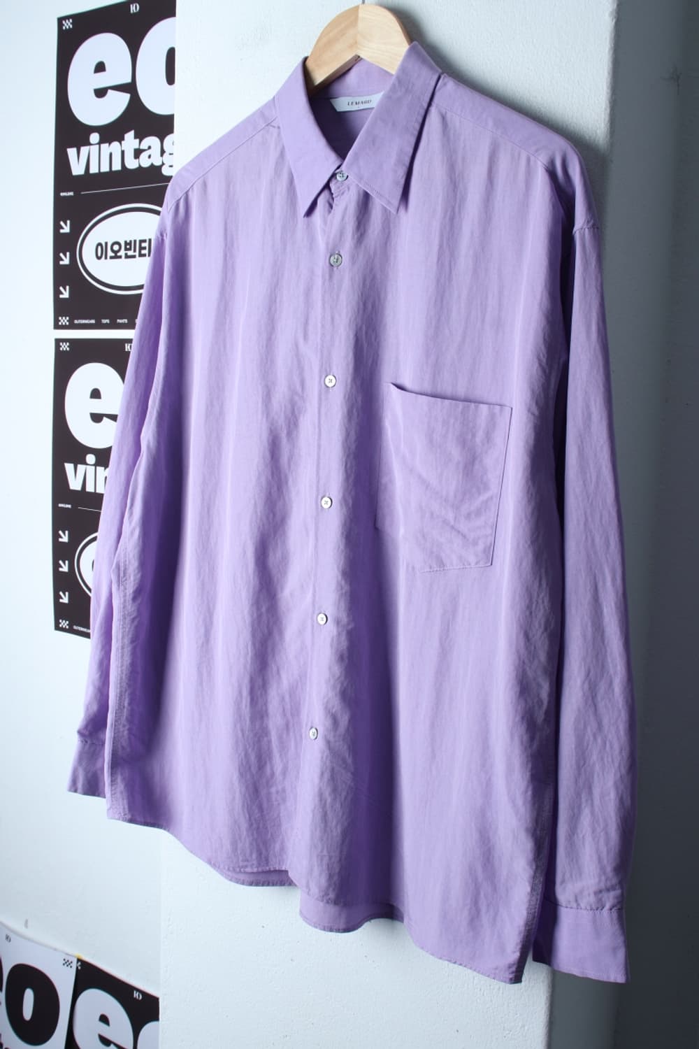 (XL-2XL) 르마드 셔츠 남방 퍼플 무지 얇은소재-H32637 상품이미지1
