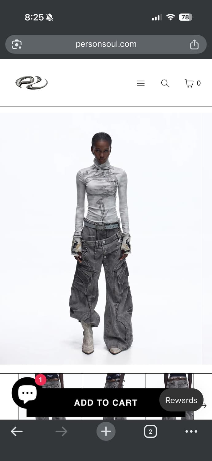 퍼슨소울 PERSONSOUL 더블 웨이스트 와이드 카고팬츠 상품이미지5