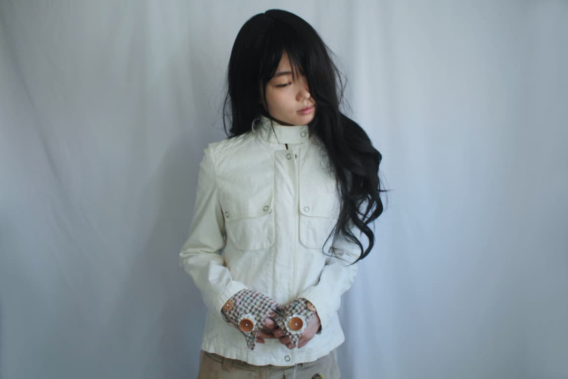 White-ivory biker panel cotton jacket 상품이미지10