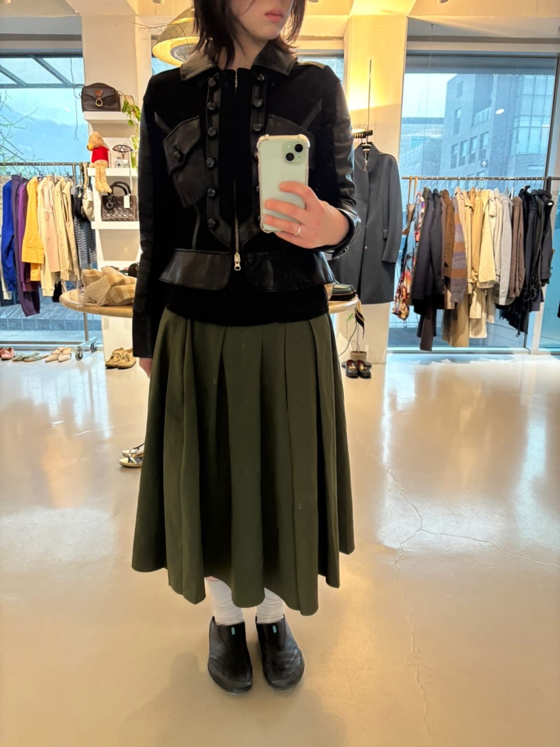 Vintage Leather Panel Jacket 상품이미지1