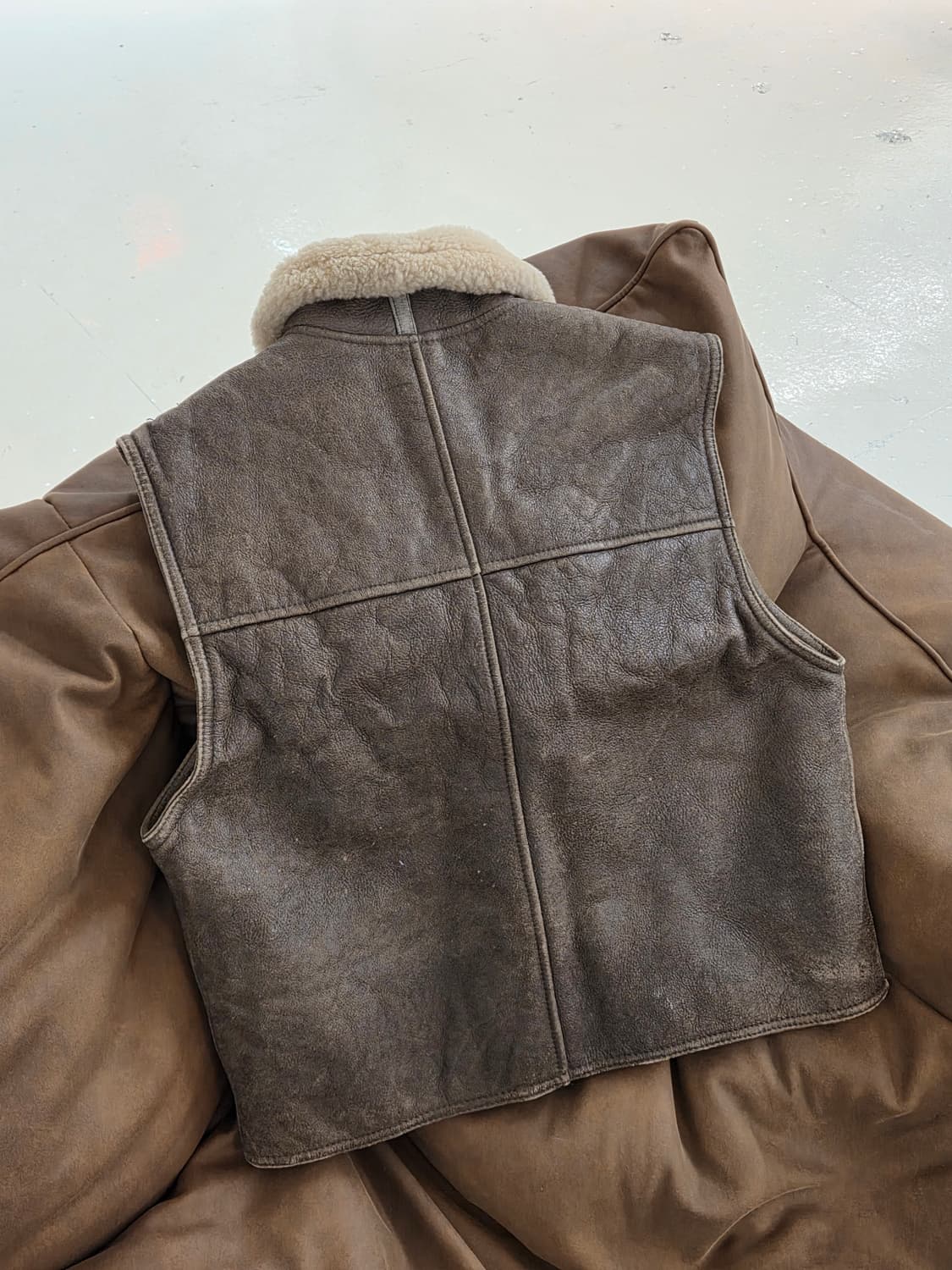 1990s B-3 양가죽 양털 무스탕 베스트 상품이미지5