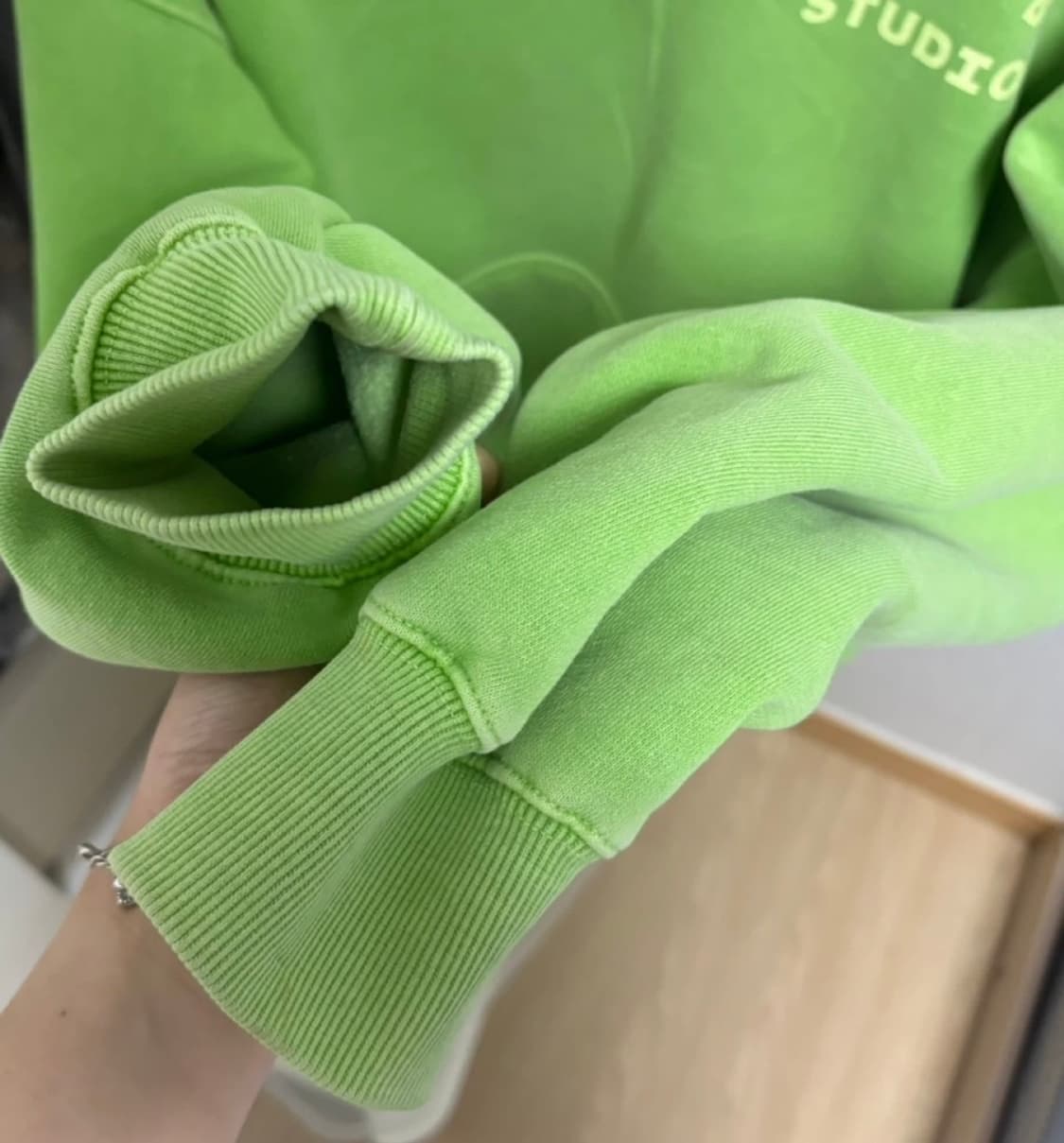 아이앱 스튜디오 피그먼트 후드티 애플 그린 M 상품이미지6