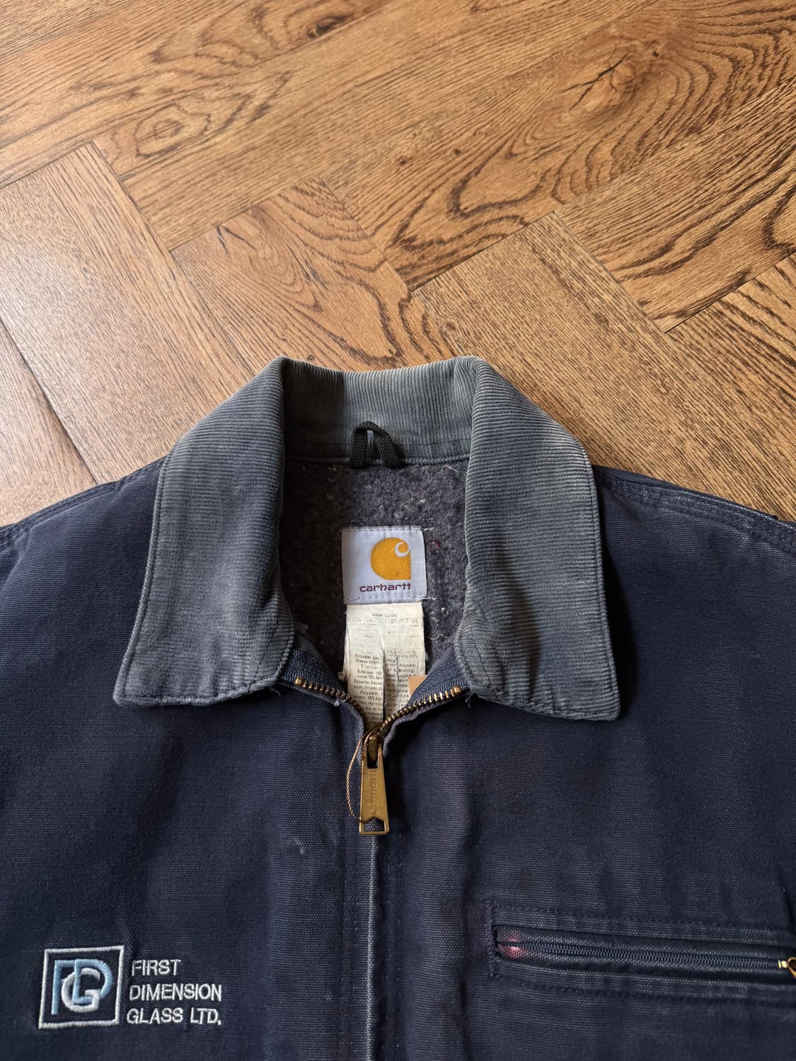 [L]칼하트 USA J01 빈티지 워싱 다크네이비 디트로이트 워크 자켓 상품이미지2
