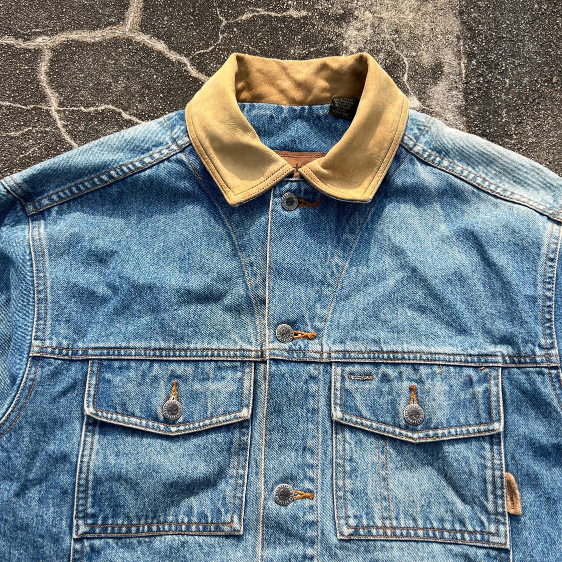 90‘s 팀버랜드 레더 칼라 데님 트러커 자켓 상품이미지2