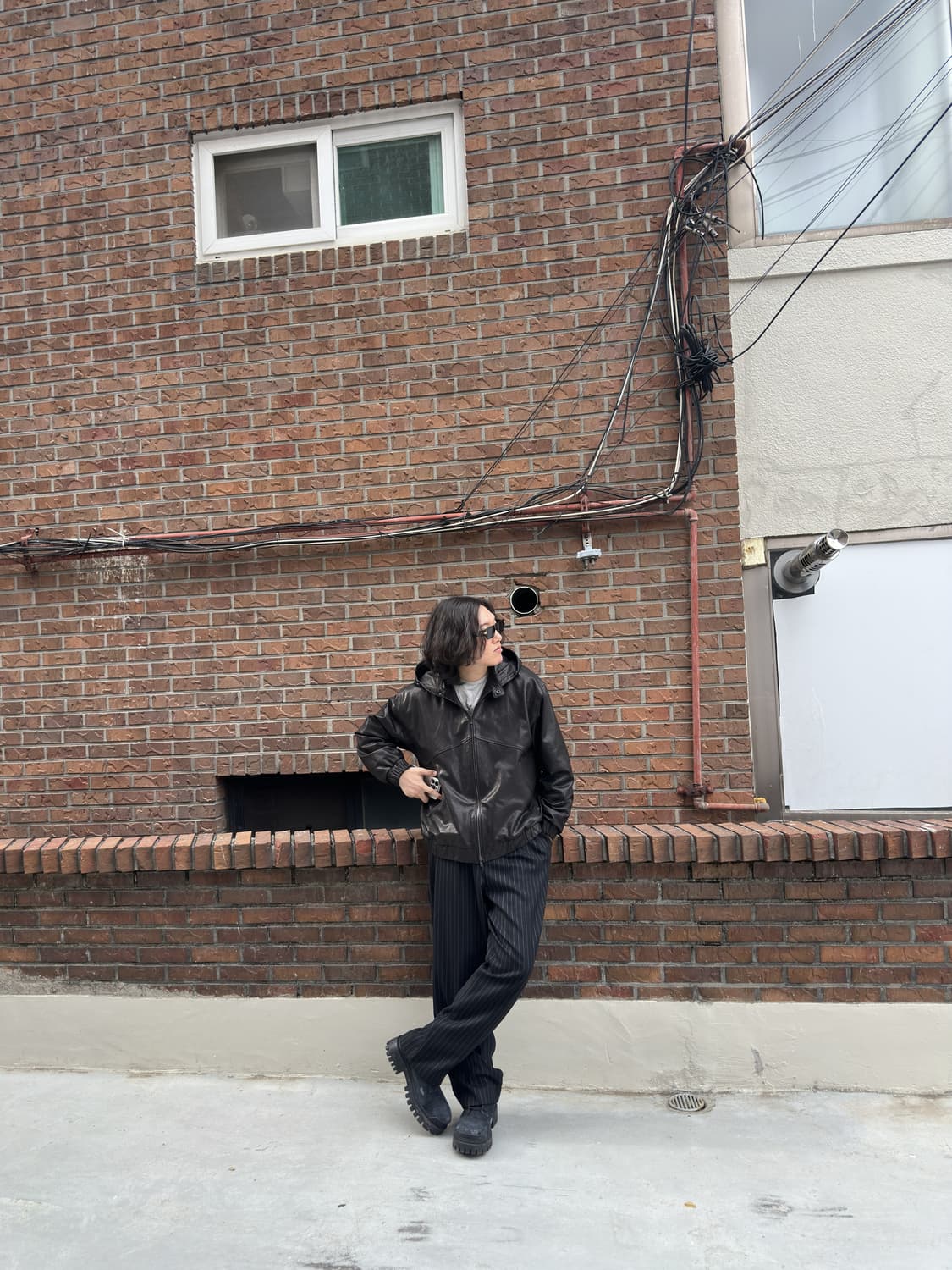 4) 해칭룸 레더 후드 자켓 상품이미지3