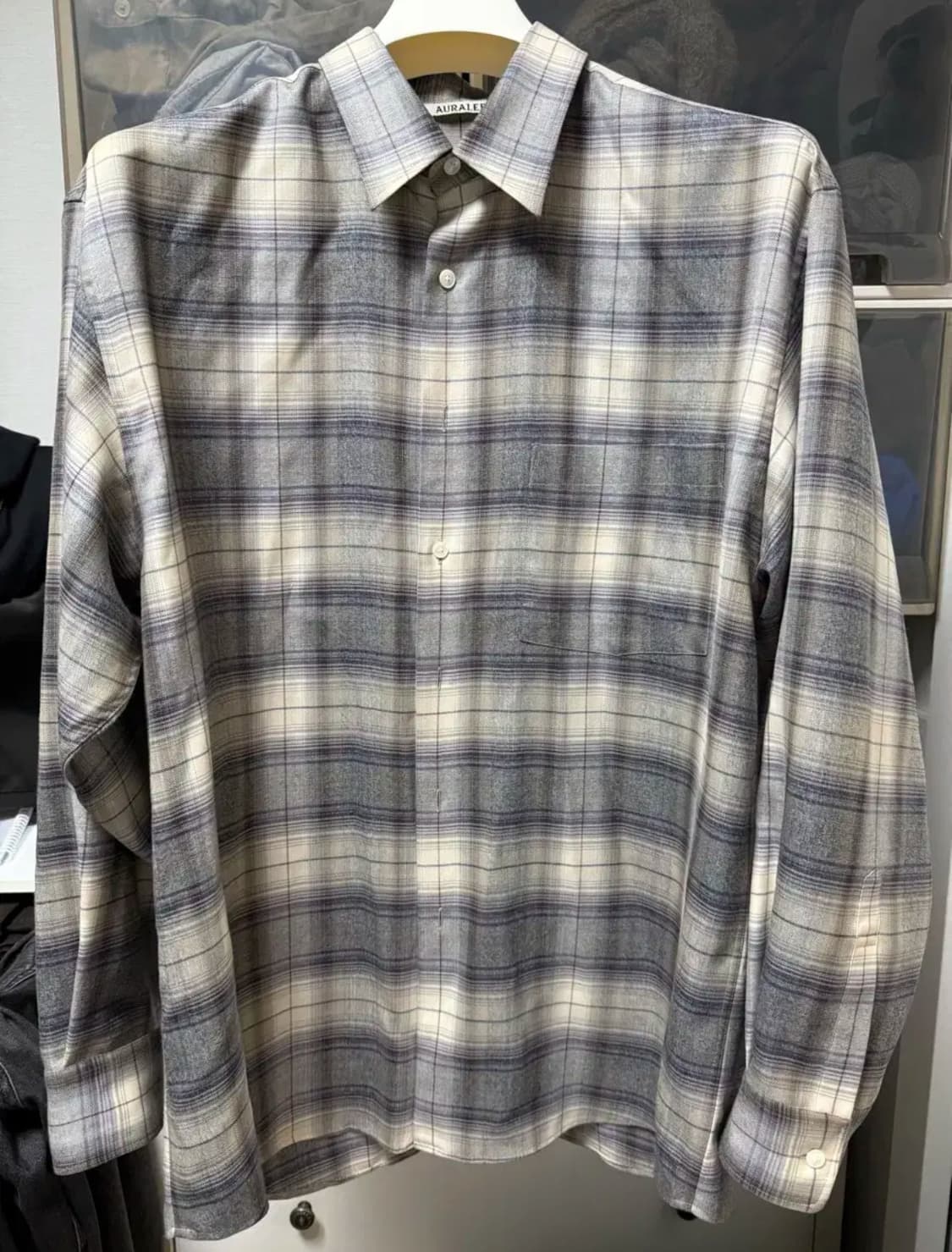 오라리 23AW 슈퍼라이트 울 체크셔츠 그레이 5 상품이미지1