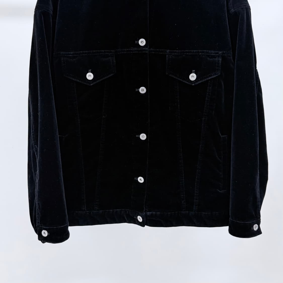 [S+급/36] 미우미우 벨벳 블루종 자켓 오버핏 블랙 상품이미지3