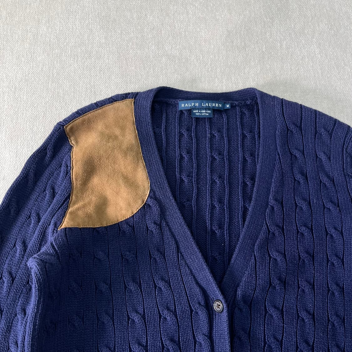 W100 폴로랄프로렌 숄더패치 꽈배기 가디건 상품이미지2