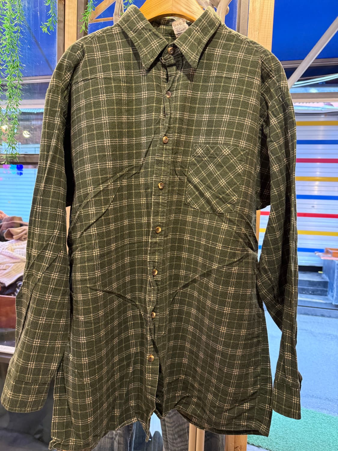 빈티지 그린 플란넬 셔츠 상품이미지1
