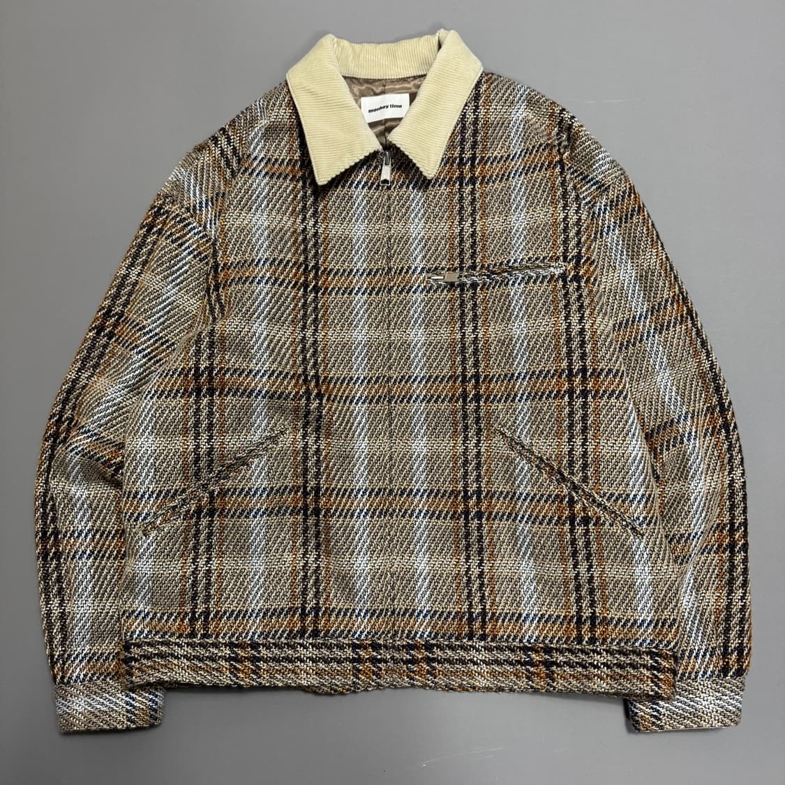 몽키타임 21AW 믹스 체크 패턴 폴리에스터 혼방 고블린 집업 워크 자켓 상품이미지9