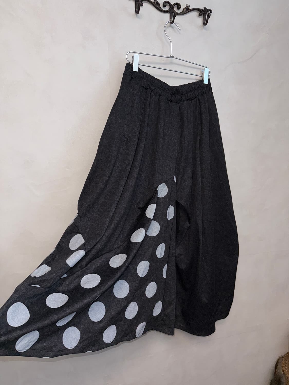 Denim blue dot shirring balloon skirt 상품이미지2