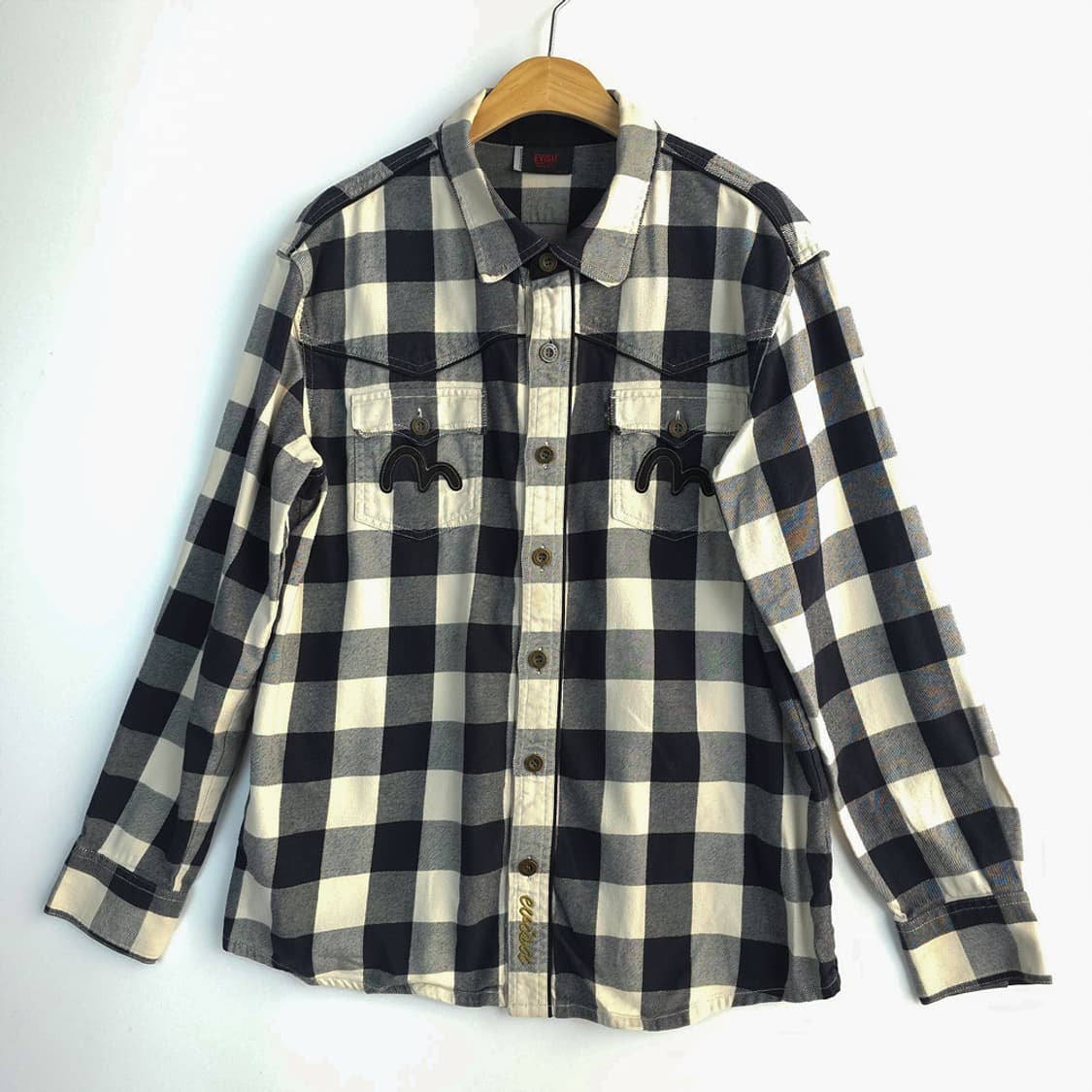 에비수 EVISU 체크 셔츠 블랙/화이트 XL 상품이미지1