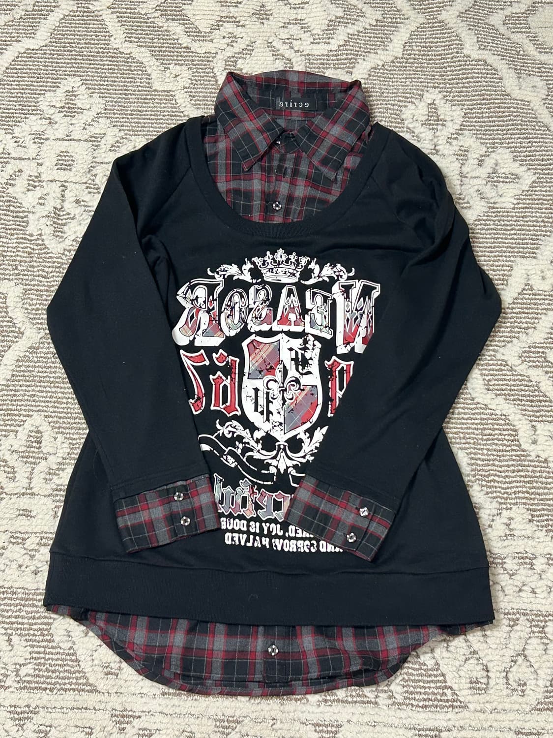 펑크 셔츠레이어드 탑 롱슬리브 나나깔 락시크 상품이미지1