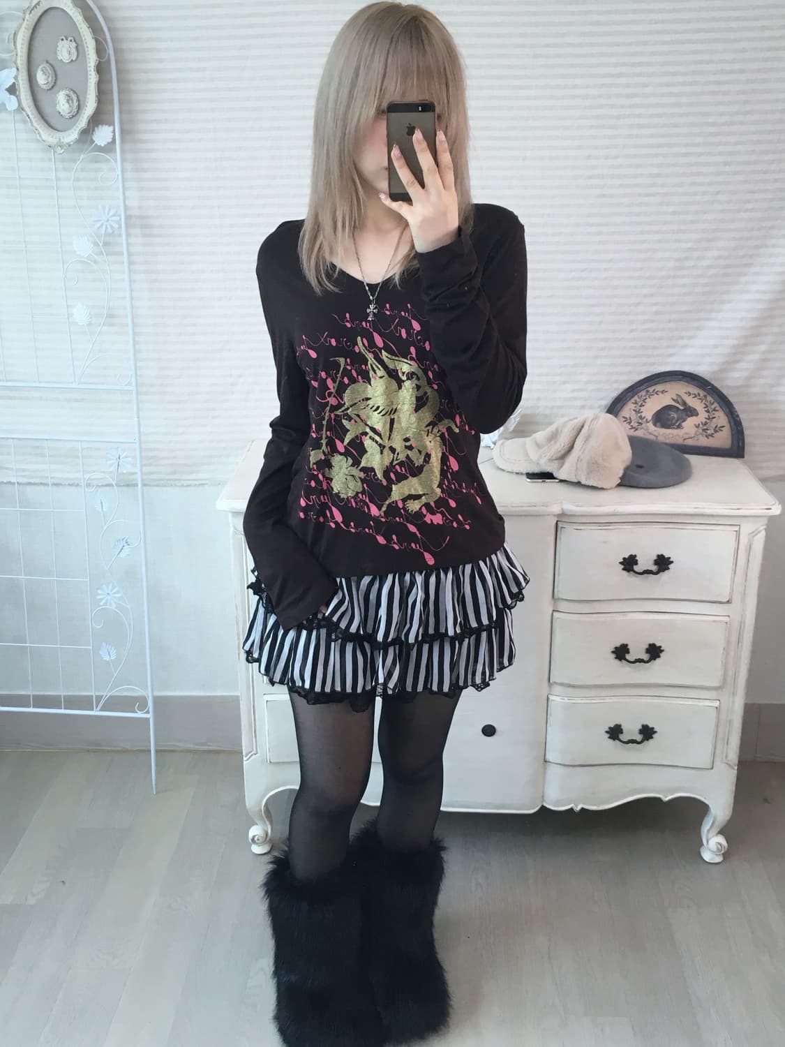 일본빈티지 갸루 프린팅 롱슬리브 상품이미지5