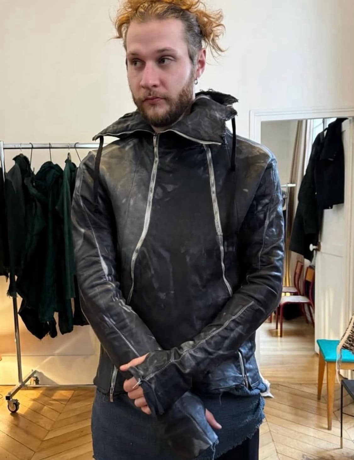 ZAM BARRETT 24ss 타입3  더블 지퍼 레더  후디자켓 상품이미지6