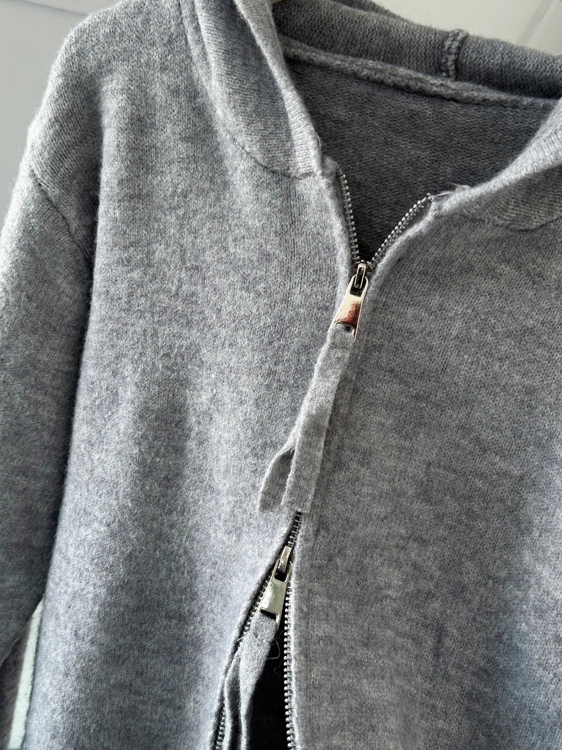 2way zip design hooded knit parka 상품이미지3