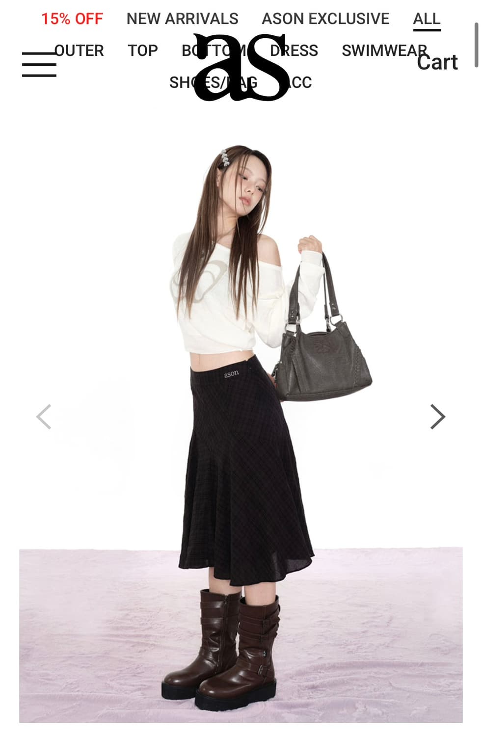 애즈온 london check midi skirt 상품이미지2