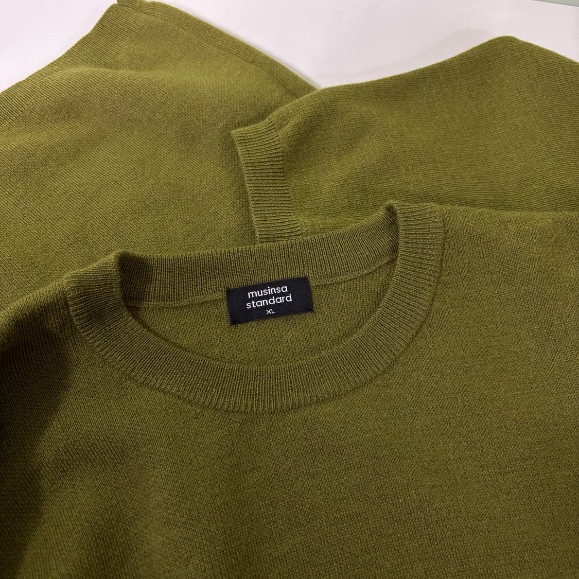 XL 무신사스탠다드 무탠다드 카키 울 니트 상품이미지4