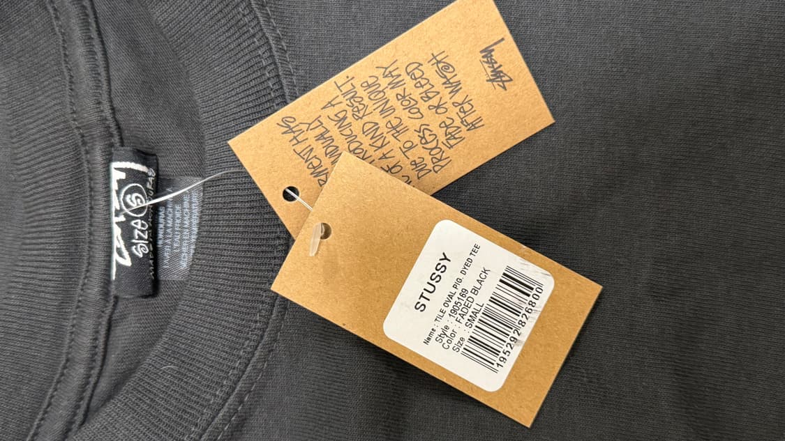 스투시 타일 오벌 피그먼트 다이드 티셔츠 페이디드 블랙 상품이미지6