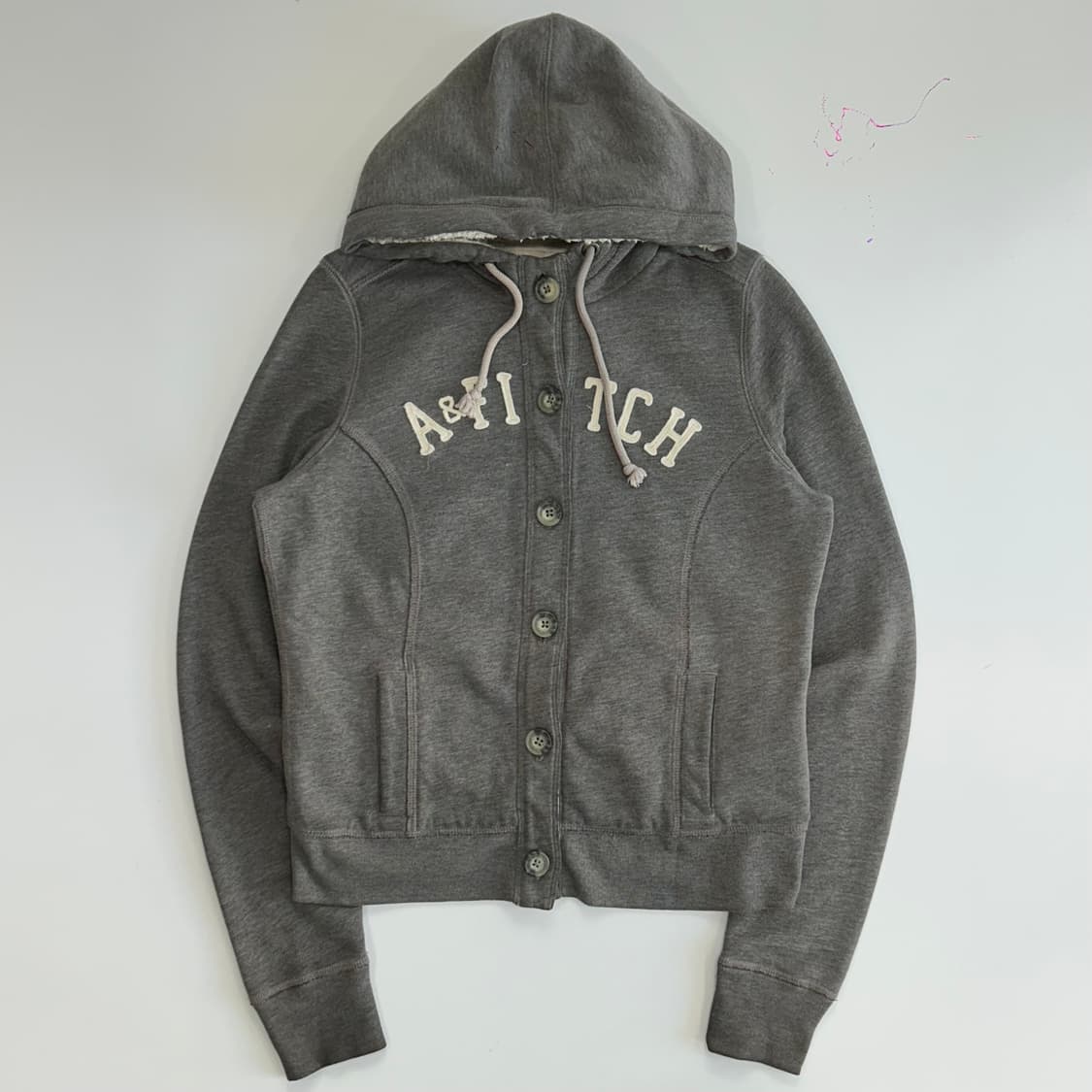 Abercrombie 아베크롬비 스펠아웃 퍼안감 그레이 버튼업 후드집업 상품이미지3