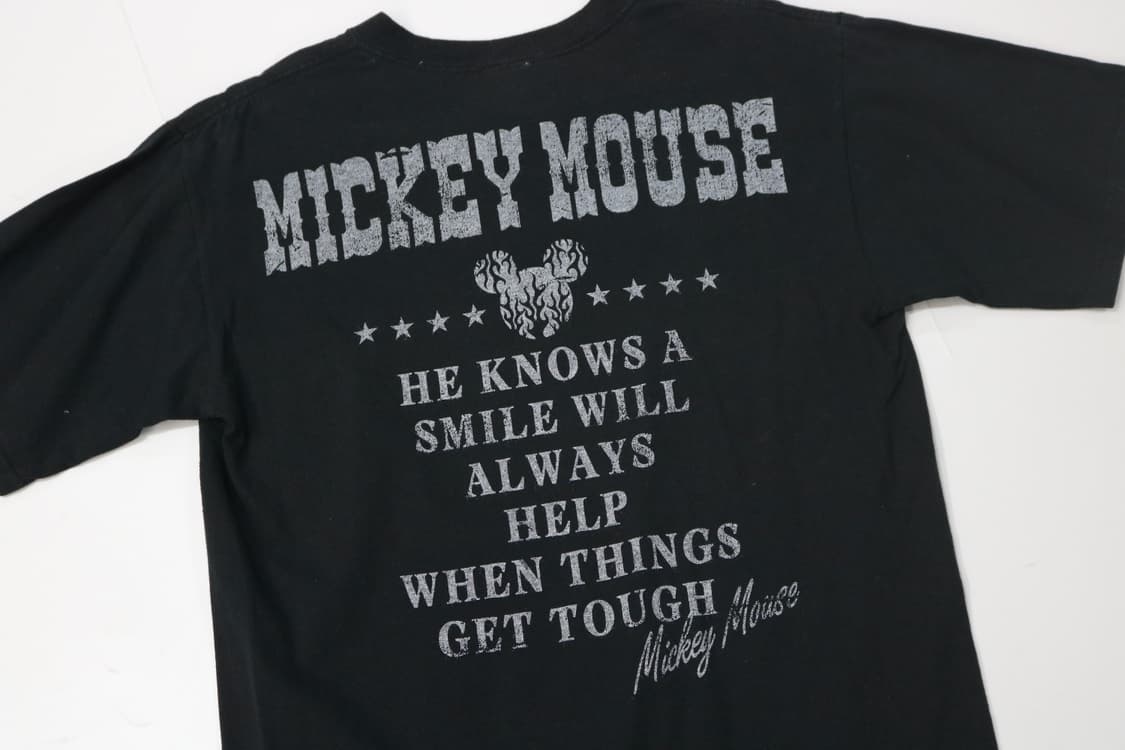 디즈니 미키 마우스 빈티지 플레임 로고 블랙 반팔 티셔츠 (S) 상품이미지9
