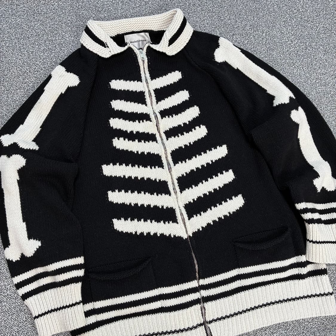 <빈티지 해골 니트 집업> No.1590 상품이미지7