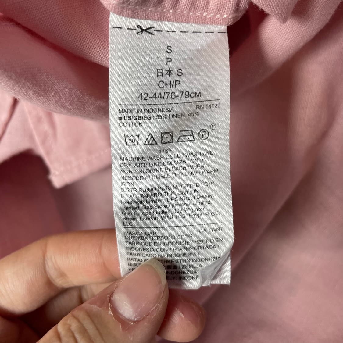 GAP 갭 스탠다드핏 린넨코튼 핑크 셔츠 S 상품이미지5