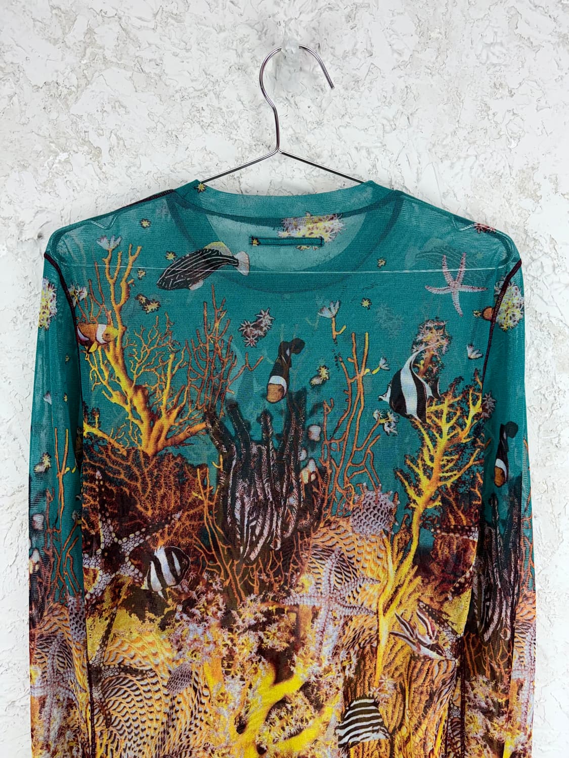 장 폴 고티에 (1990s) 언더워터 풀 프린팅 씨스루 메쉬 탑 상품이미지6