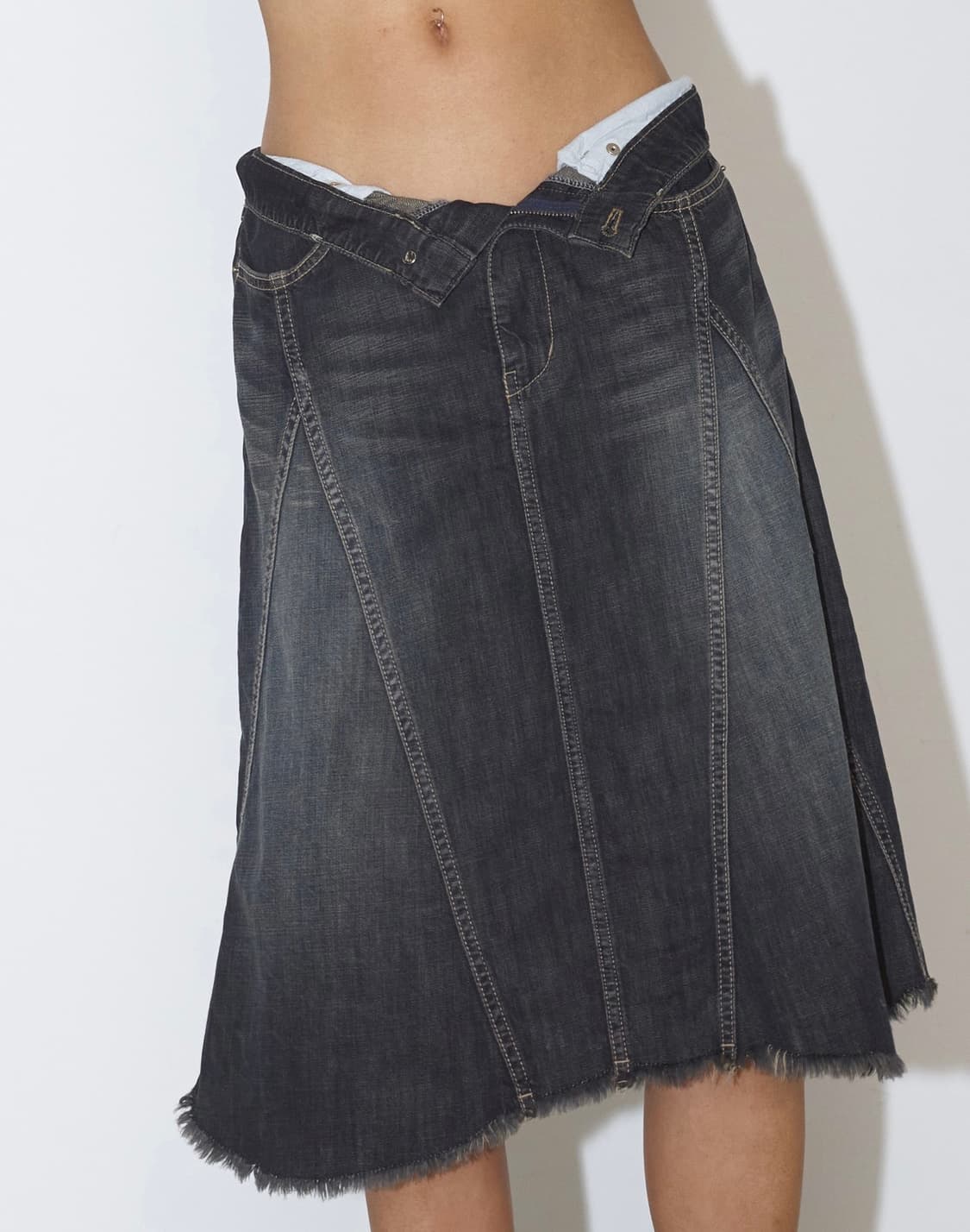 폴리수엠 워시드데님 미디스커트 판매(1size)  상품이미지4