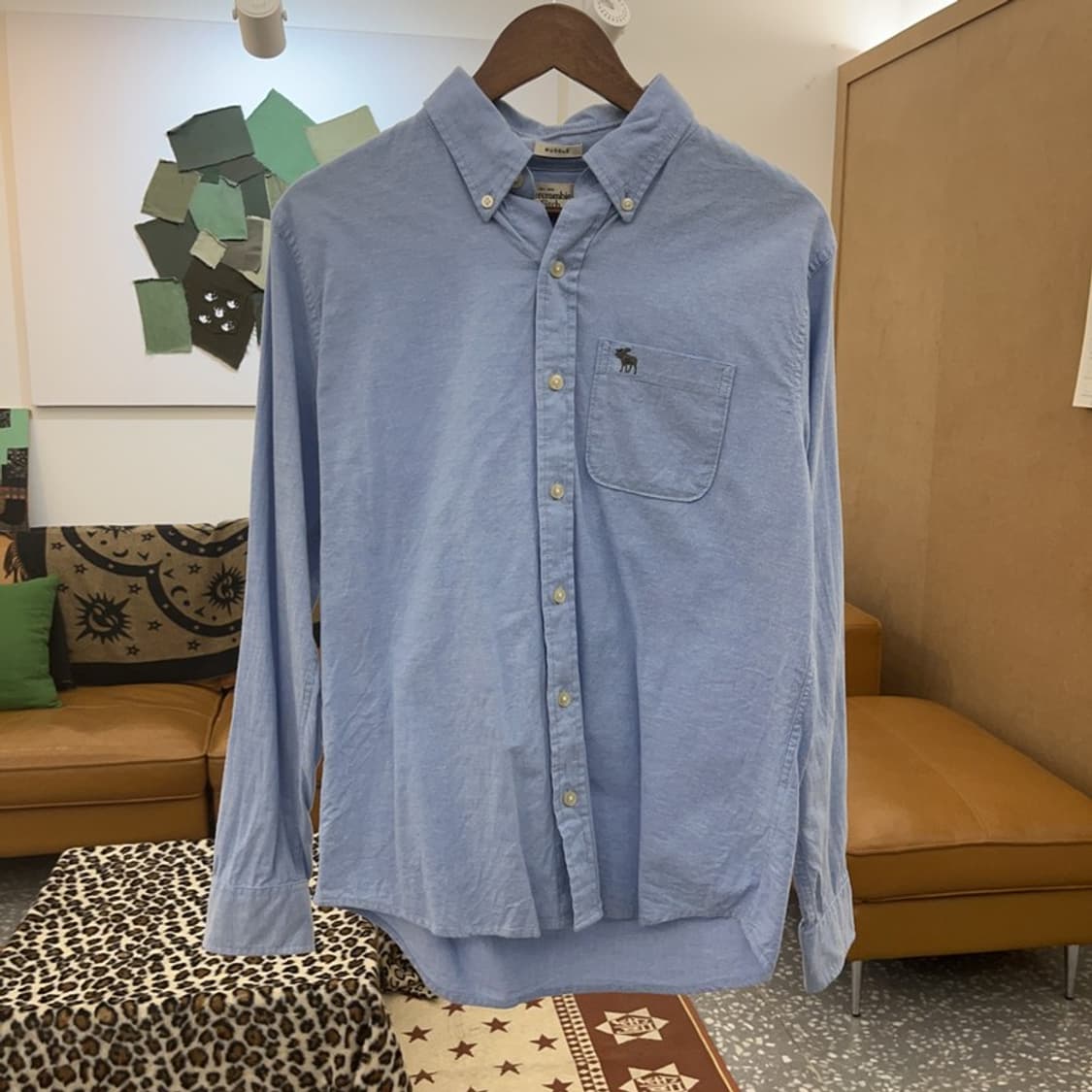 아베크롬비 빈티지 캐주얼 컨트리 연하늘 셔츠 S C09439 상품이미지3