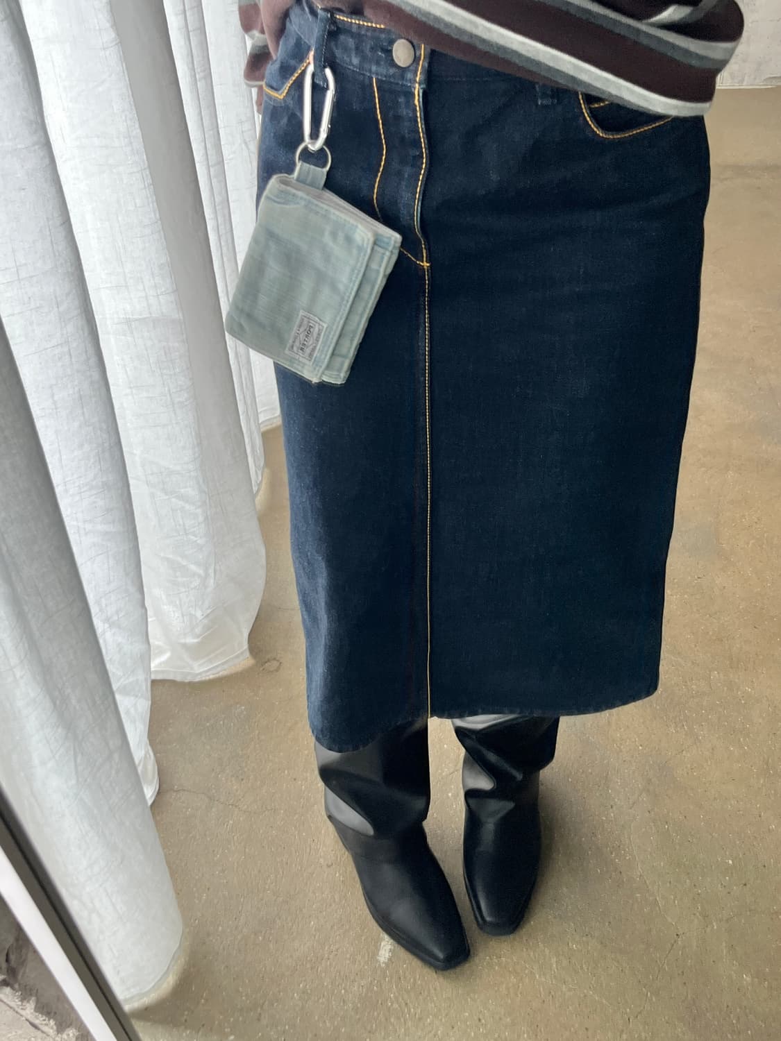 United Arrows 옐로우 스티치 데님 스커트 상품이미지6