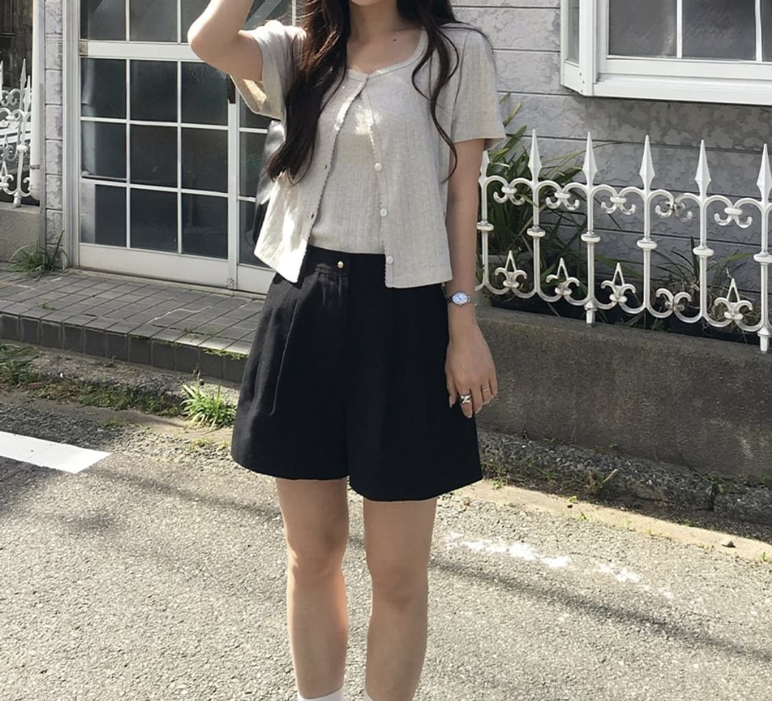 TILL I DIE 틸아이다이 투턱 코튼 쇼트 팬츠 쇼츠 반바지 블랙 상품이미지4