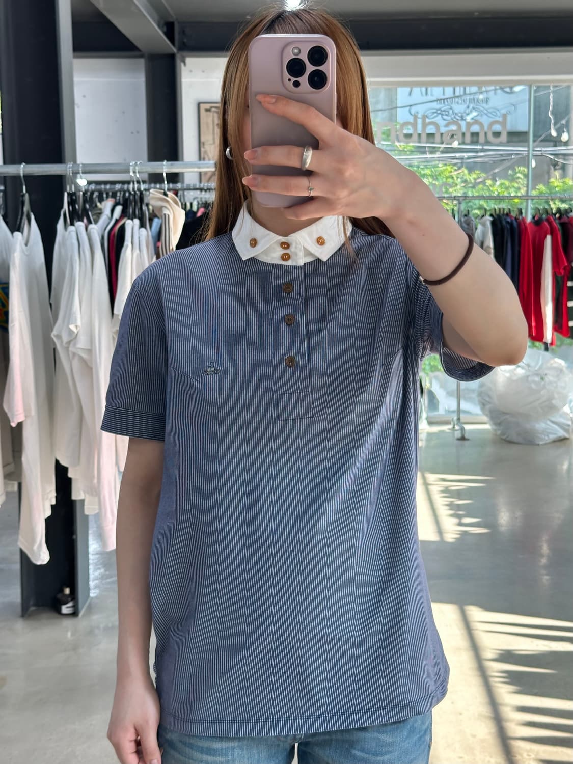 비비안웨스트우드 Orb 스트라이프 반팔셔츠 상품이미지1