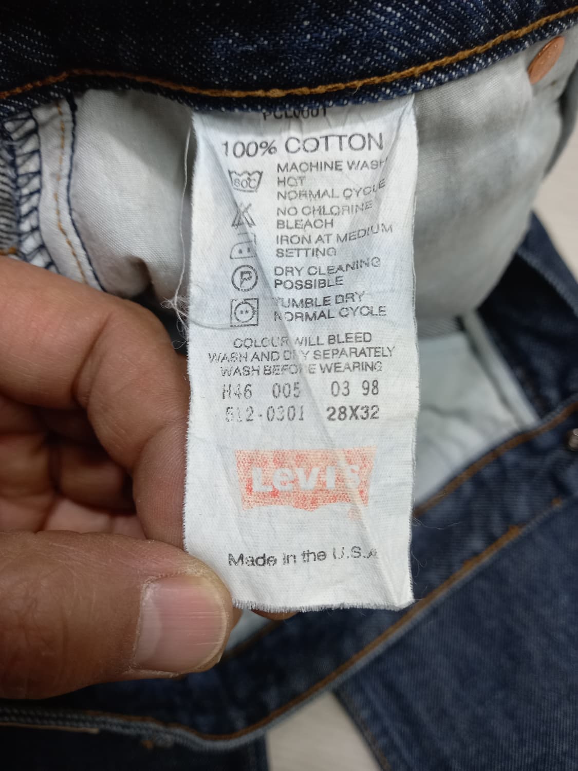 26 90's 리바이스512-0301 생지 일자진 진청 26-611 상품이미지9