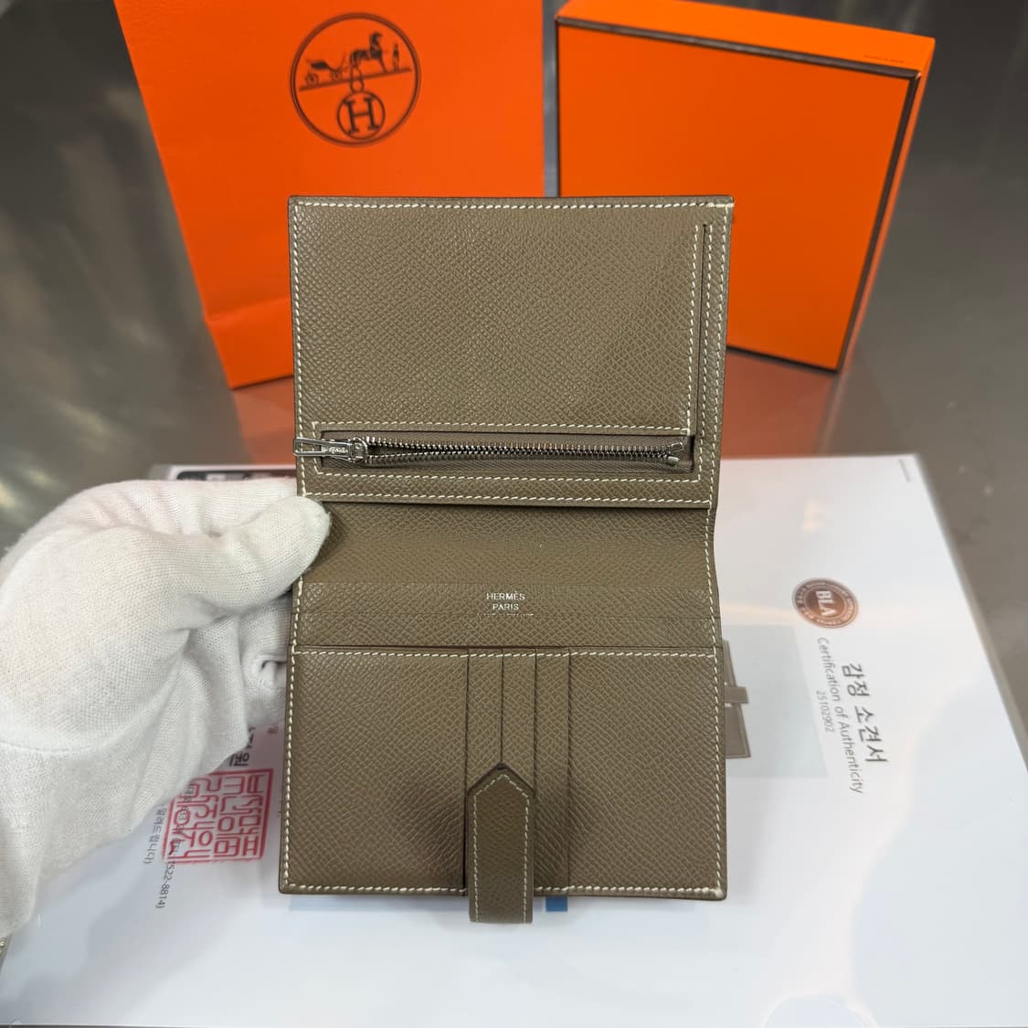 [리오브] 에르메스 베안 앱송 실버 에토프 컴팩트 반지갑 상품이미지4