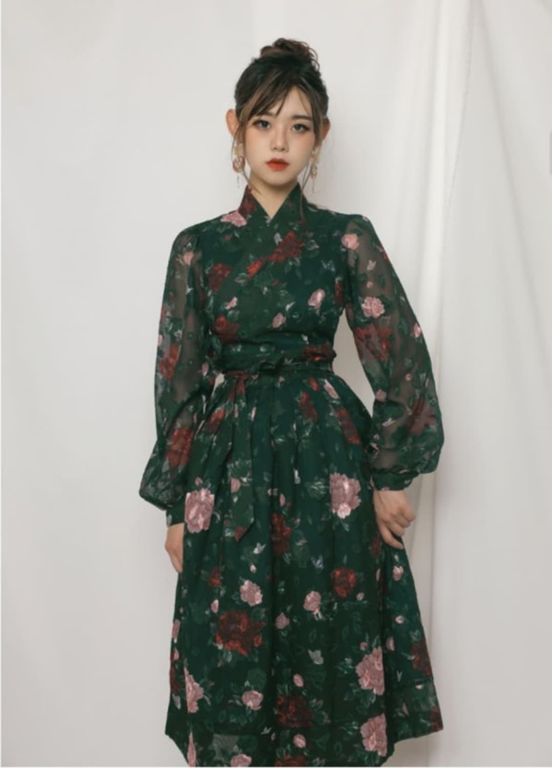 생활한복 하플리 딥그린 모란쟈가드원피스M 상품이미지1