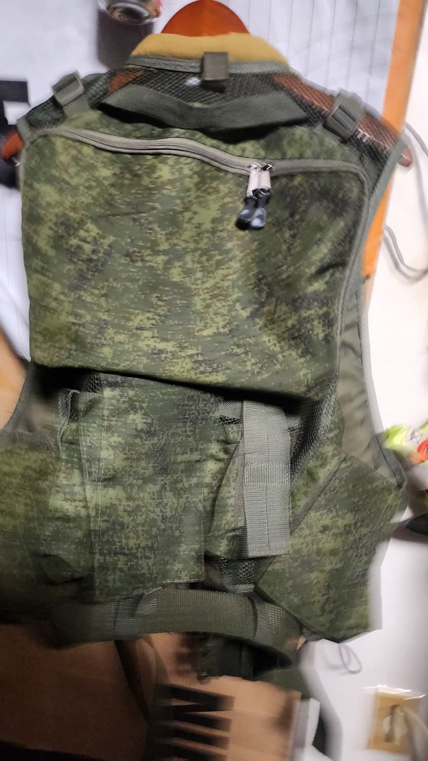 러시아 밀리터리 카모 조키 베스트 멀티 포켓 라지 신품급 레어 캠프 등산 상품이미지6