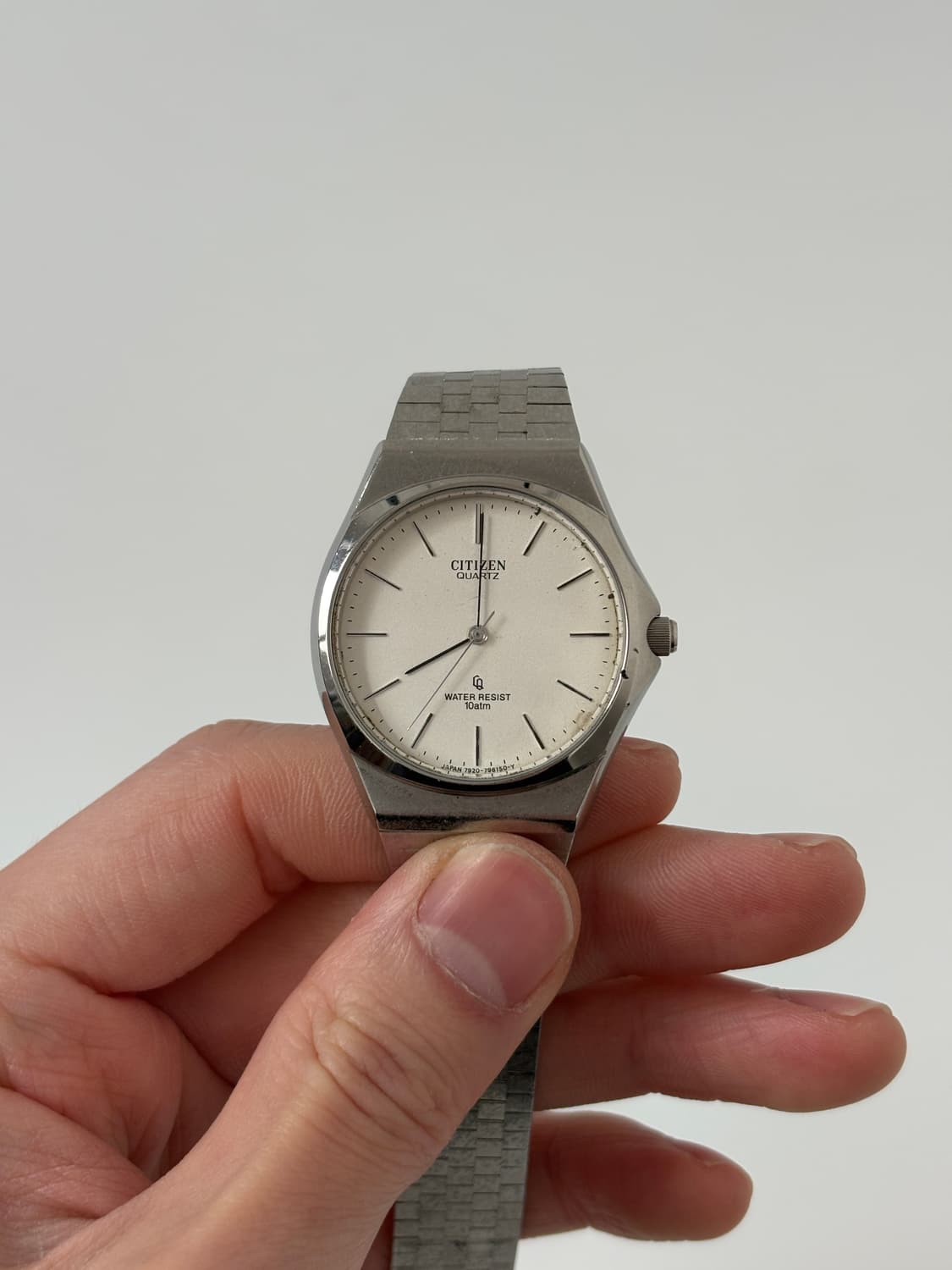 CITIZEN 빈티지 시계 1980년대 CQ 크리스트론 실버 텍스쳐 쿼츠 상품이미지2