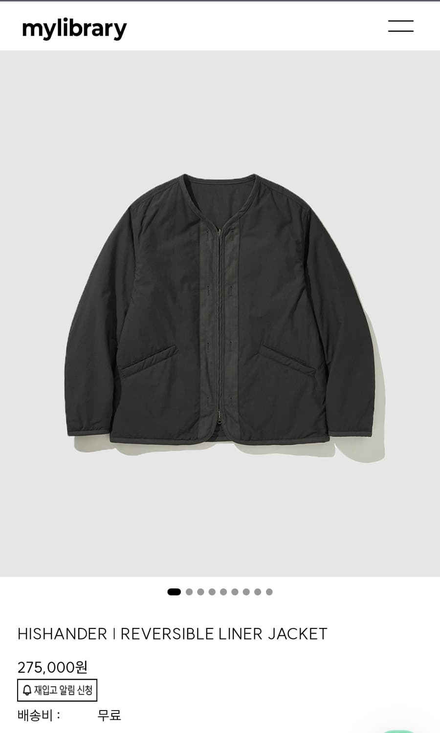 히즈핸더 / 25fw 라이너자켓 차콜 / 1사이즈 상품이미지1